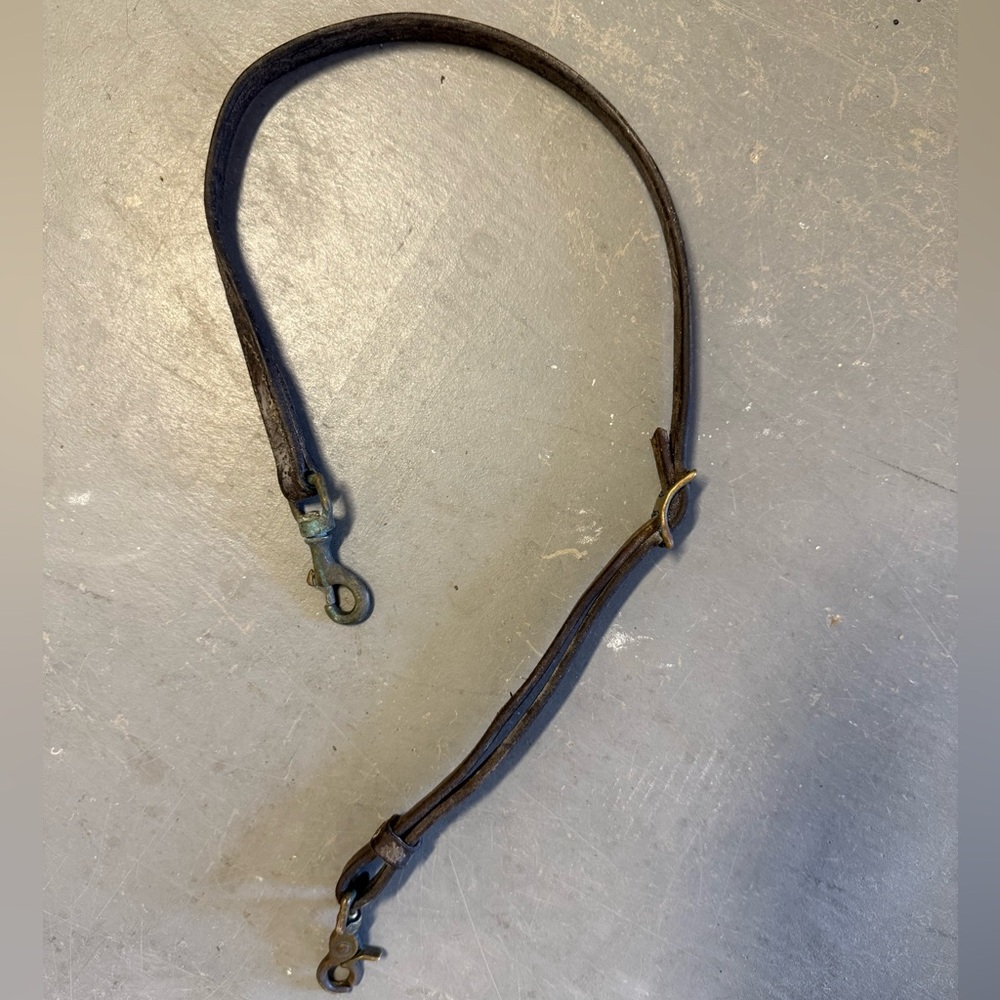 Brown Leather Tie Down with Metal Clips